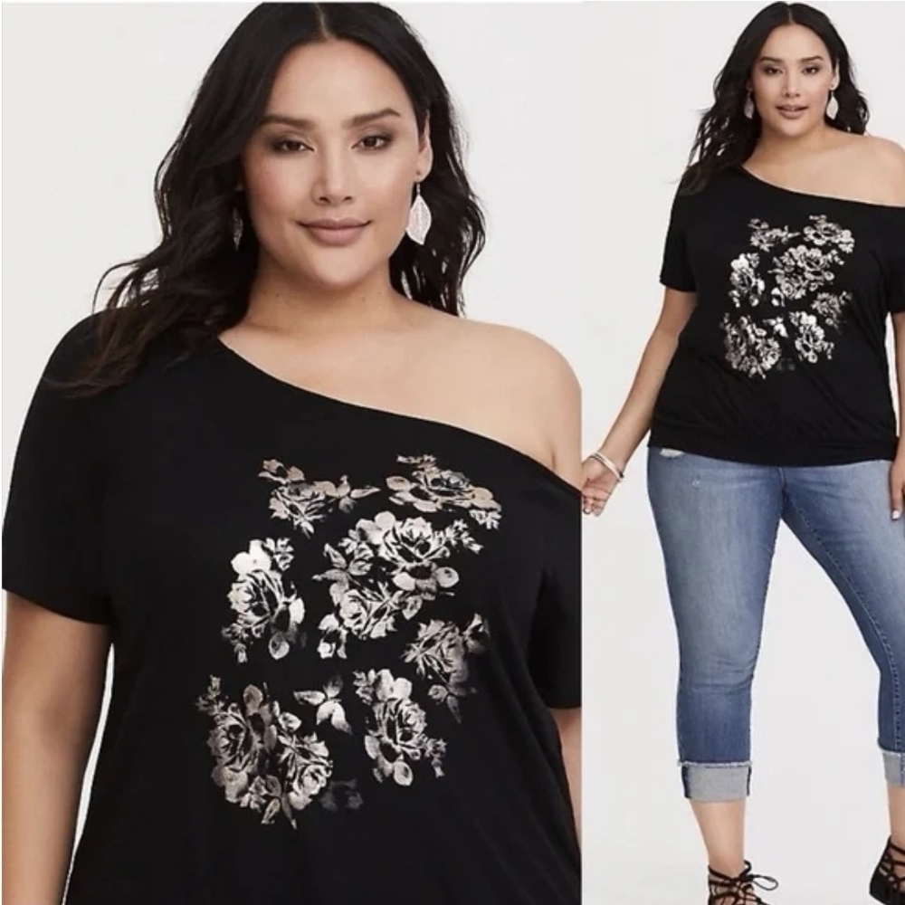 Date NIGHT- GIRLS NIGHT-VACATION Torrid GOLD ROSE Off SHOULDER TOP SIZE 5x